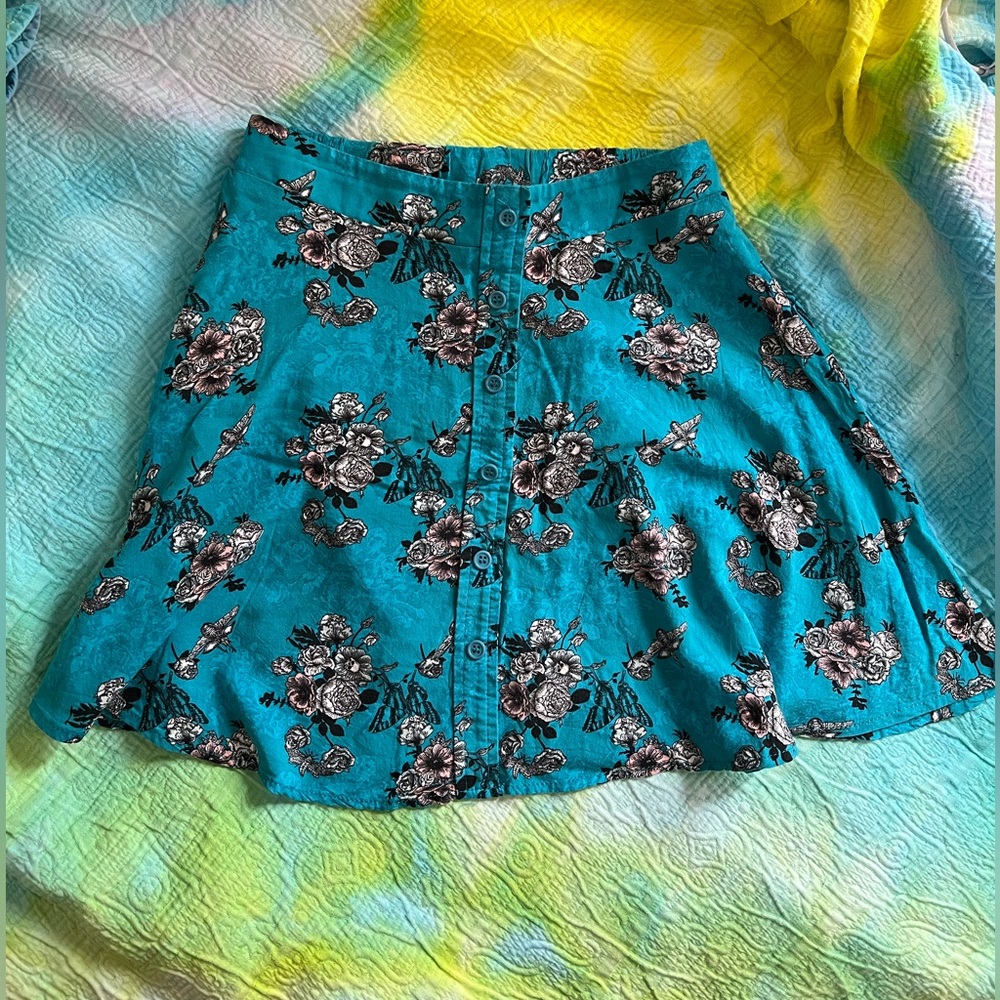 Midnight Hour blue floral skater skirt